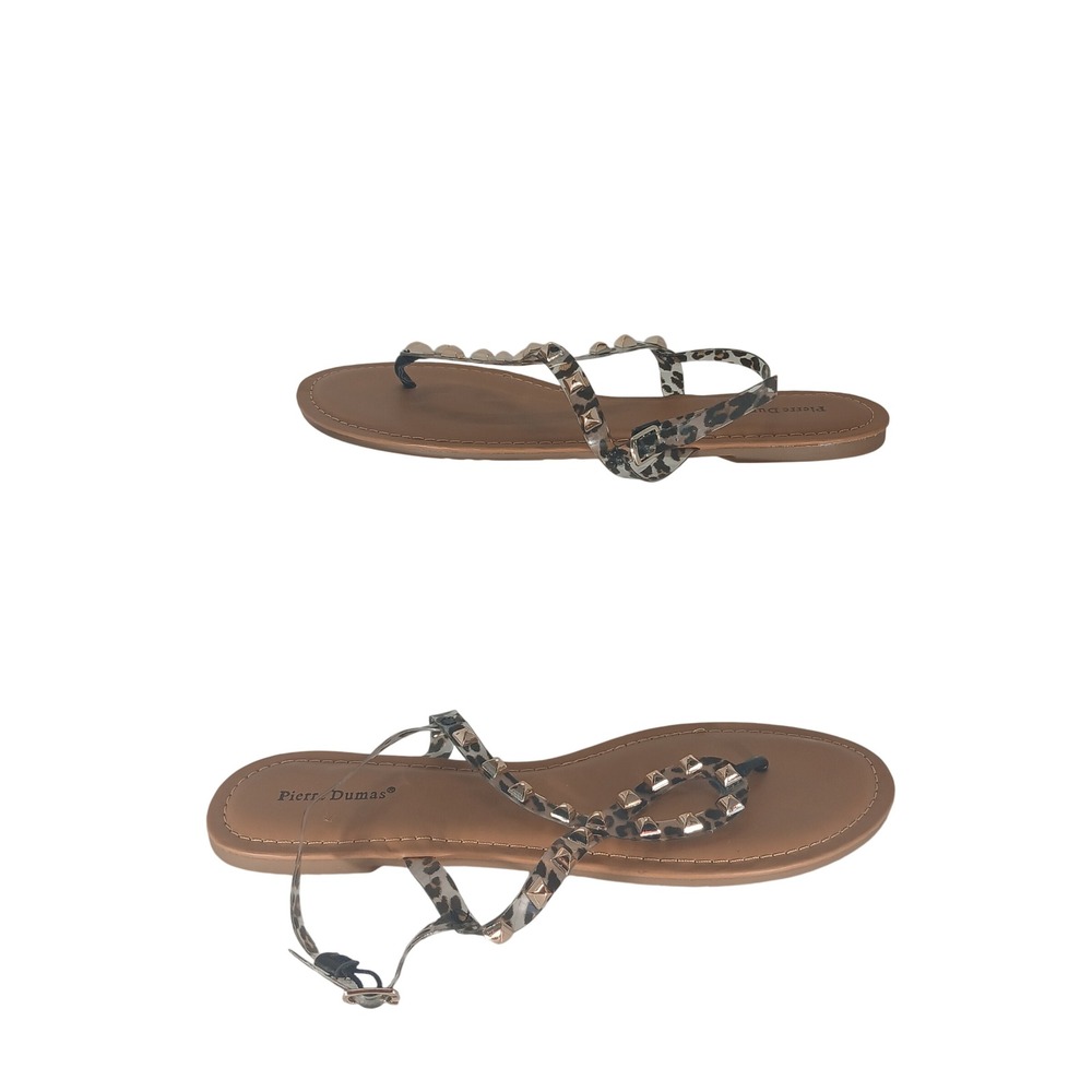 Pierre Dumas Limit-45 Sandal 11 Tan Leopard Studded Gladiator Boho Chic